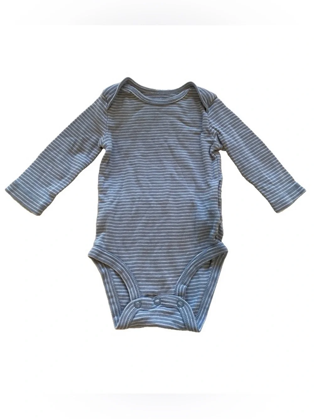 Carter’s Onesie 3 Months Striped Blue White Long Sleeve Snap Buttons Baby Boy